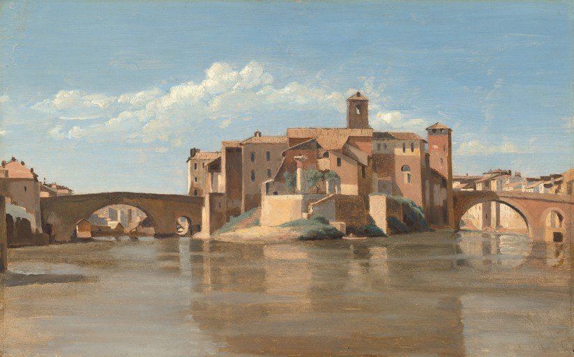 Italian River Landscape with Bridges and Buildings