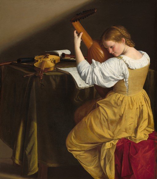 Young Woman Playing a Lute
