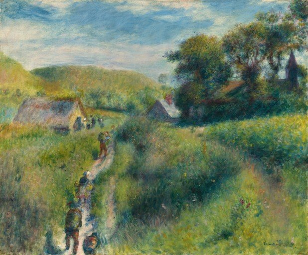 Impressionist Landscape with Figures and Village