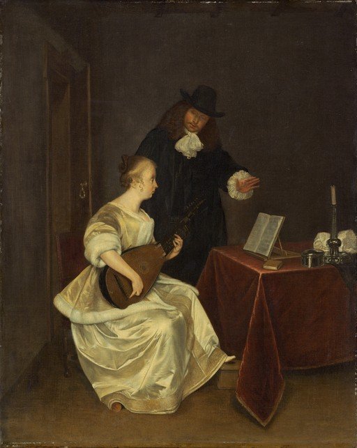 Couple Playing Music in a Dimly Lit Room