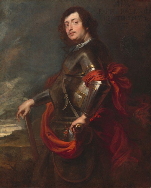 Portrait of a Man in Armor with Red Drapery