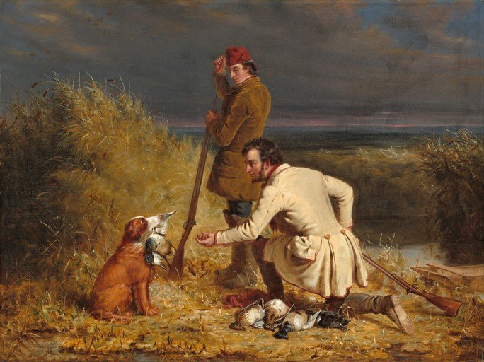 Hunters and Dog with Game