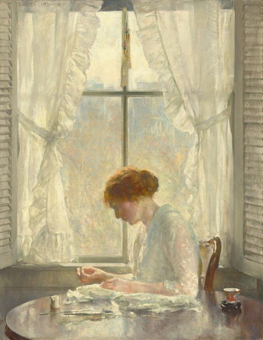 Woman Sewing by a Window