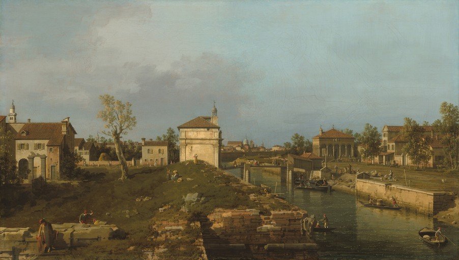 Canal Scene with Buildings and Figures