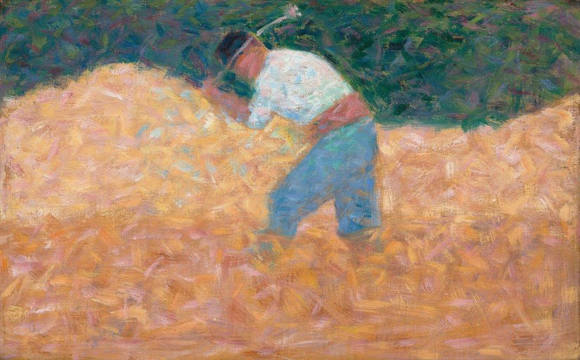 Farmer Working in Hay Field