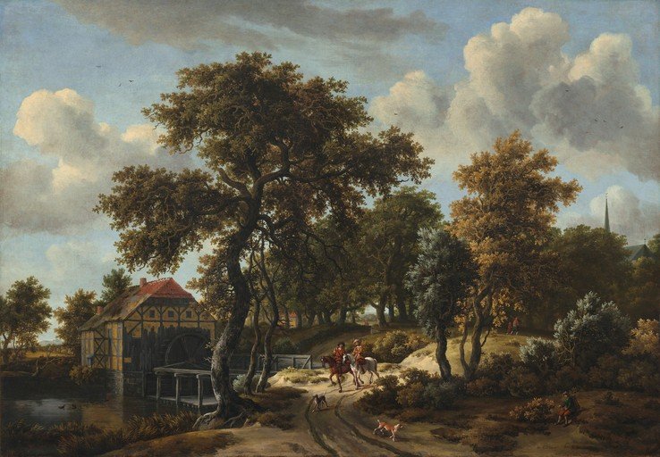 17th Century Landscape with Watermill and Riders