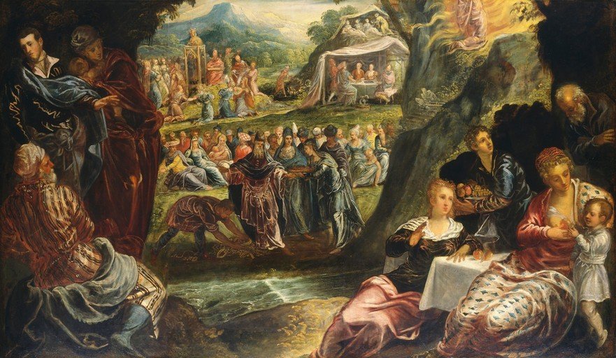 Biblical Scene with Multiple Gatherings and Figures