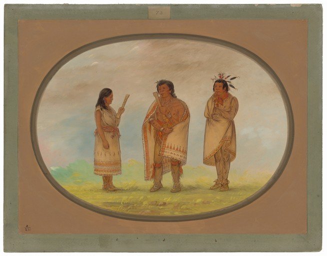 Native American Figures in Traditional Attire