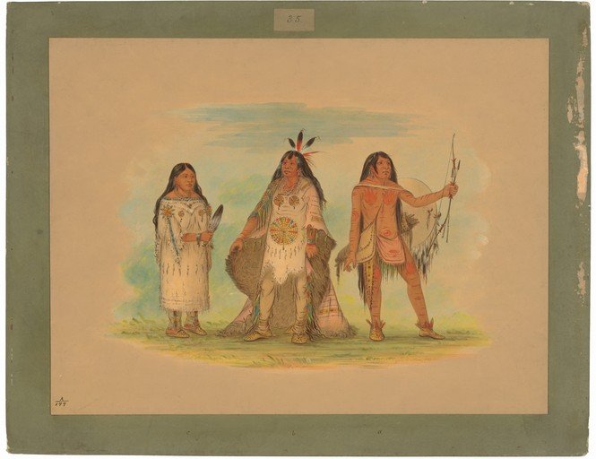 Native American Figures in Traditional Attire