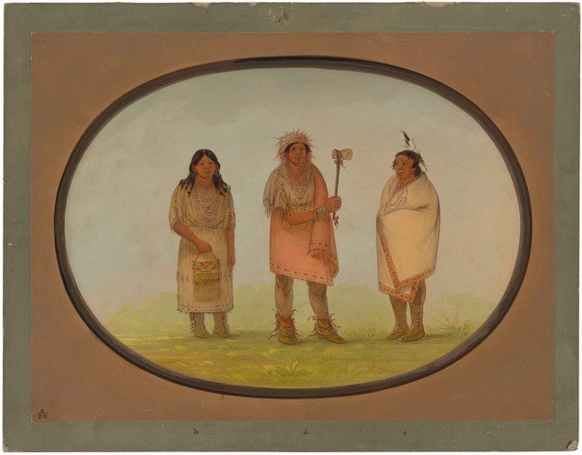 Native American Figures in Traditional Attire