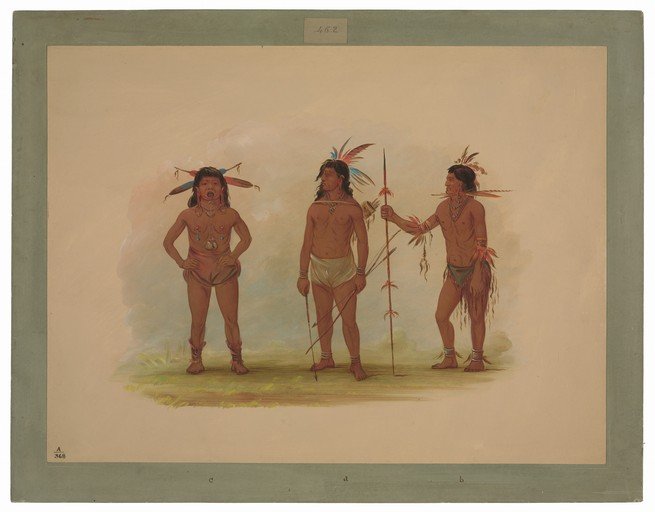 Three Native American Men in Traditional Attire