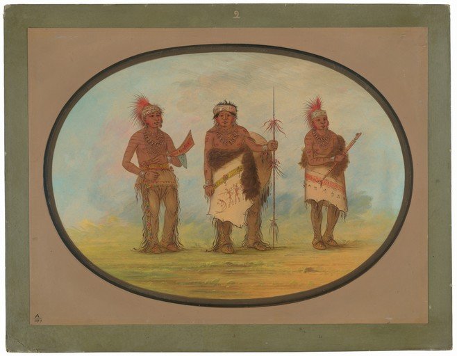 Three Native American Men in Traditional Attire