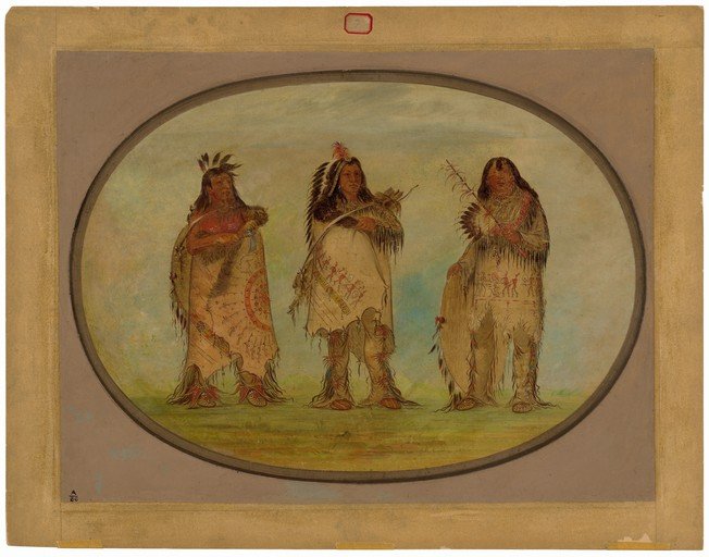 Three Native American Men in Traditional Attire