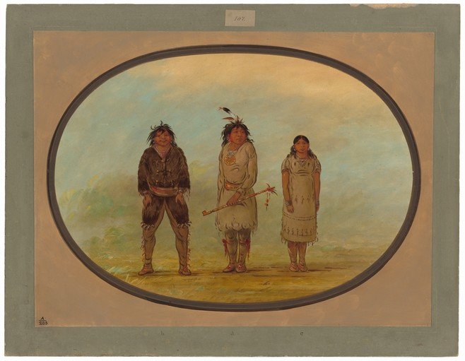 Three Native Americans in Traditional Attire