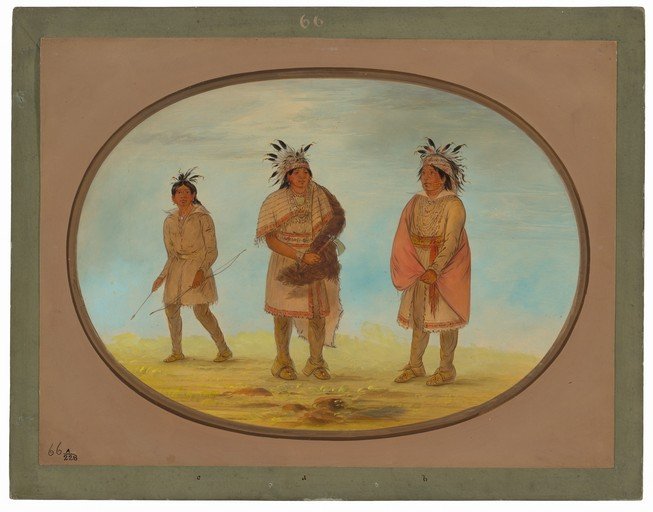 Three Native American Men in Traditional Attire