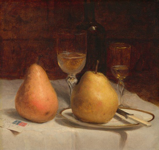 Still Life with Pears, Wine, and Letter