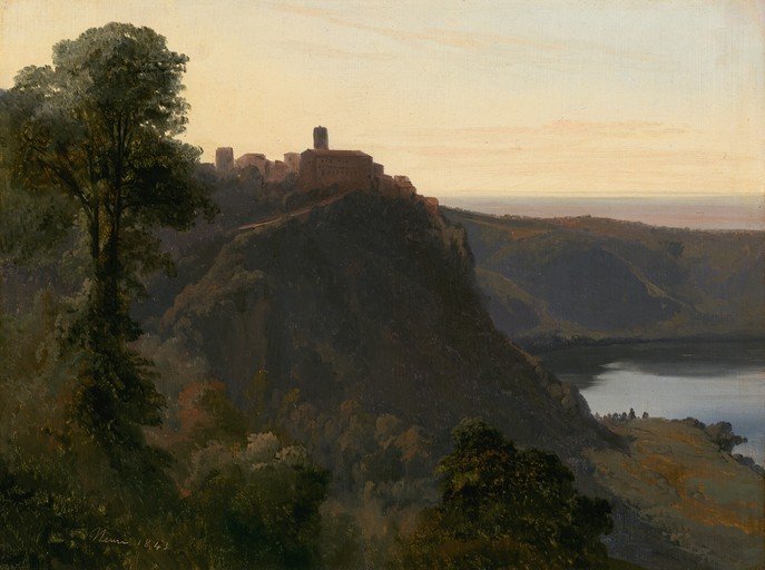 Landscape with Town on a Hill and Lake