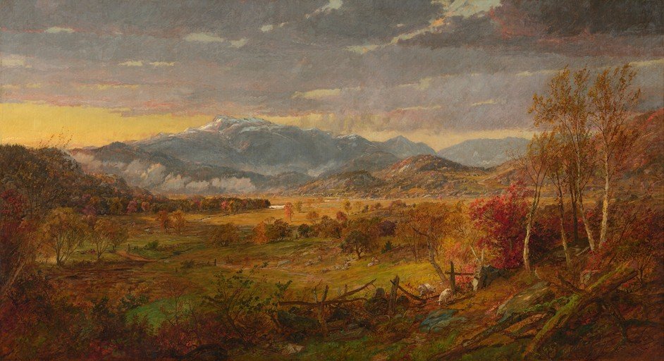 Autumn Landscape with Mountains and Sheep