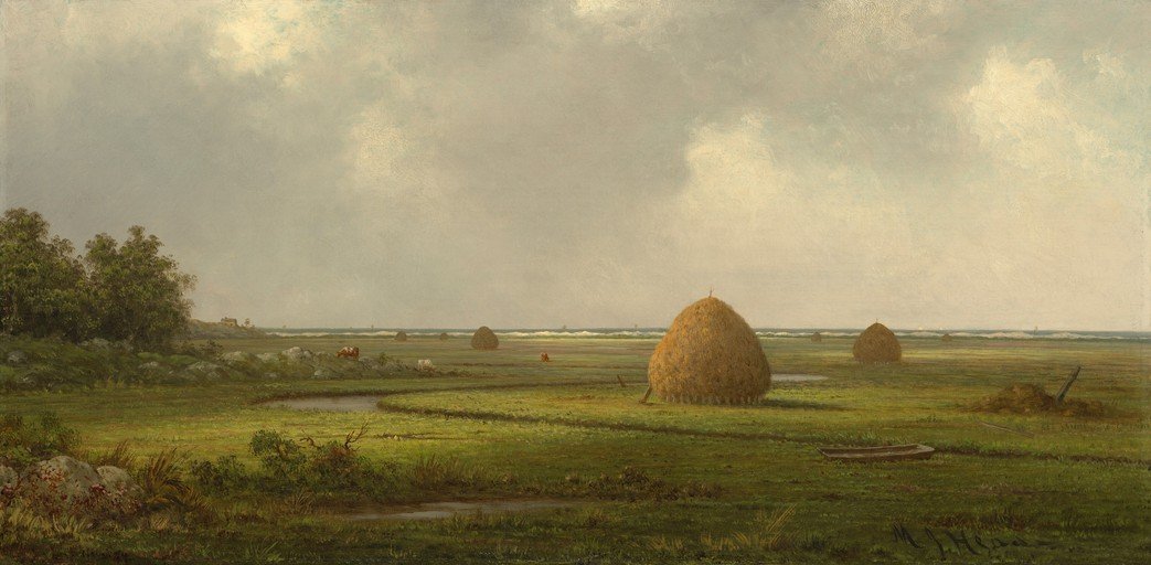 Pastoral Landscape with Haystacks and Cows