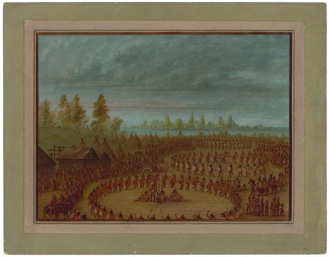 Native American Village and Dance Scene