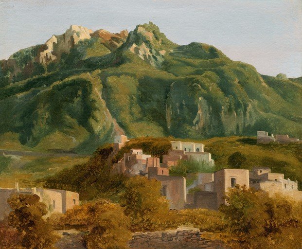 Village Nestled in Verdant Mountains