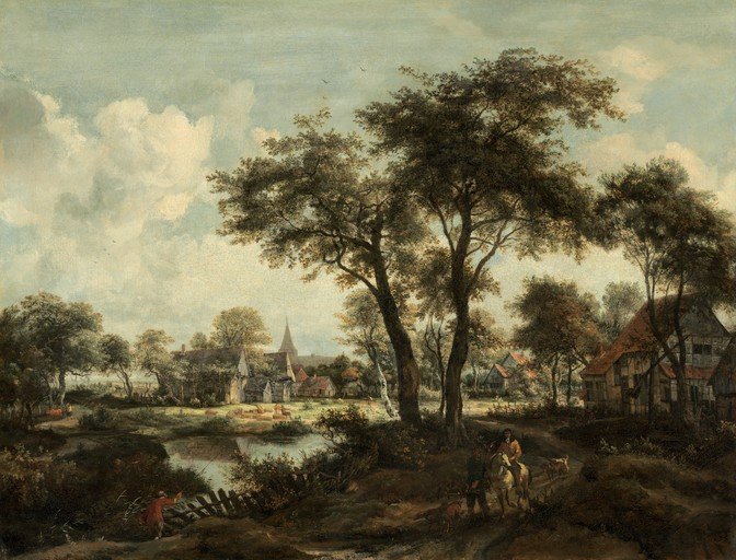 Pastoral Landscape with Figures and Village