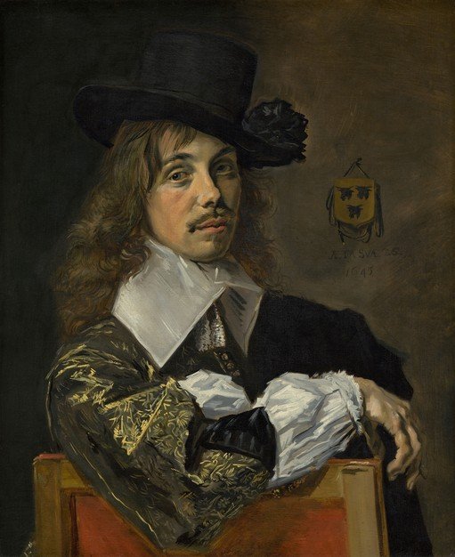 Portrait of a Man in a Black Hat and Ornate Garb