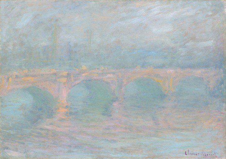 Impressionist Bridge Over Water in Fog