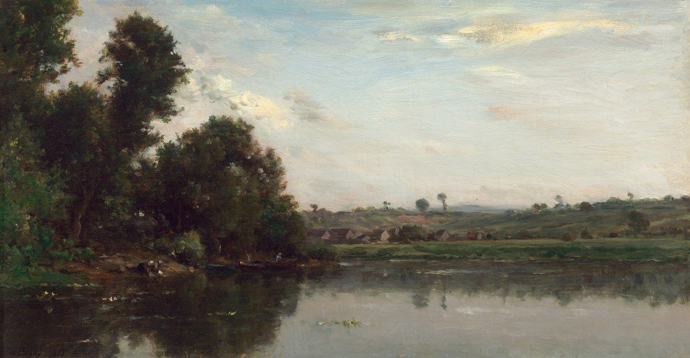 Pastoral Landscape with River and Village