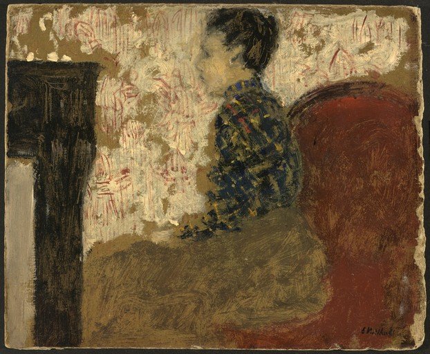 Woman in Profile Seated in a Red Chair