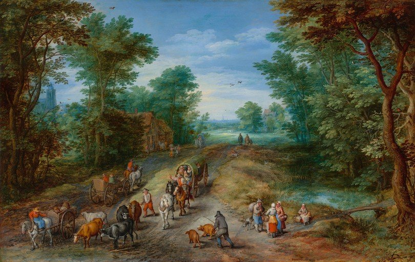 Pastoral Landscape with Travelers and Cattle