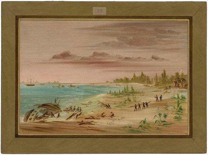 Coastal Scene with Figures and Ships