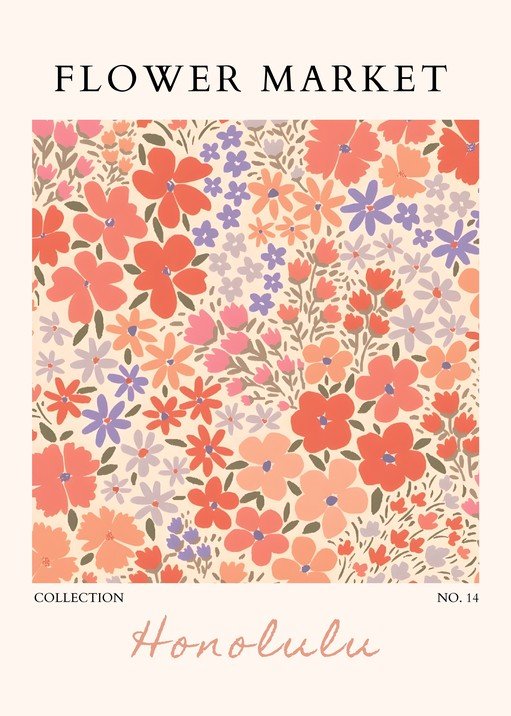 Flower Market Collection Honolulu Poster