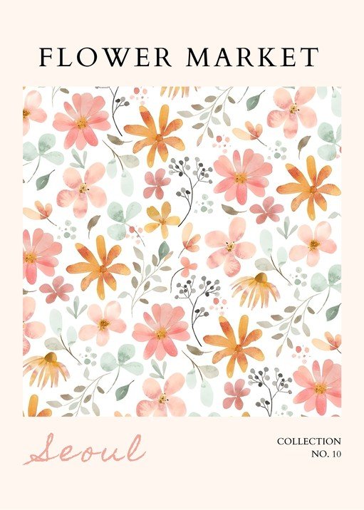 Watercolor Floral Market Poster with Seoul Collection