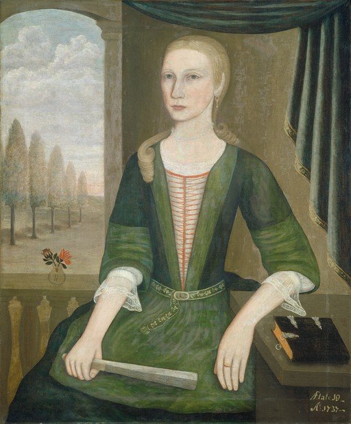 Portrait of a Young Woman with a Fan and Book