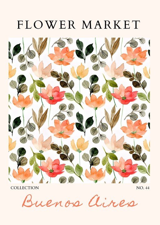 Watercolor Floral Pattern "Flower Market Buenos Aires"