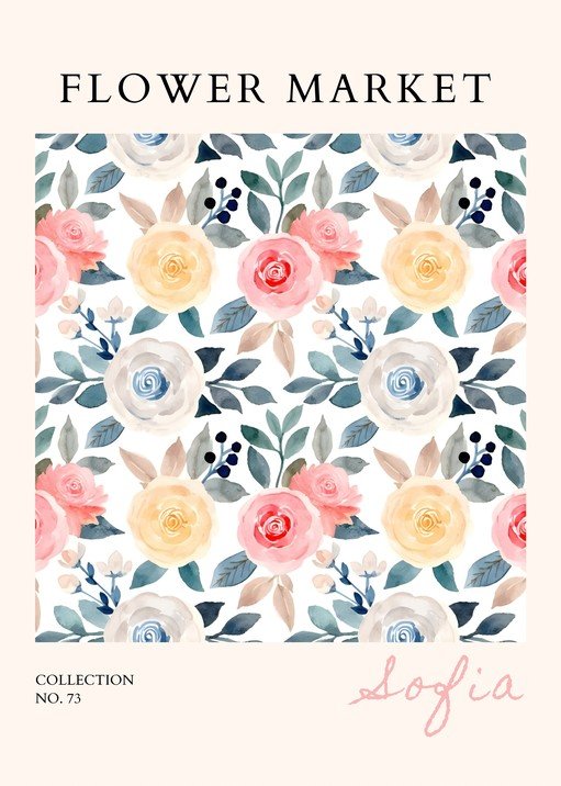 Watercolor Floral Pattern "Flower Market Collection No. 73"