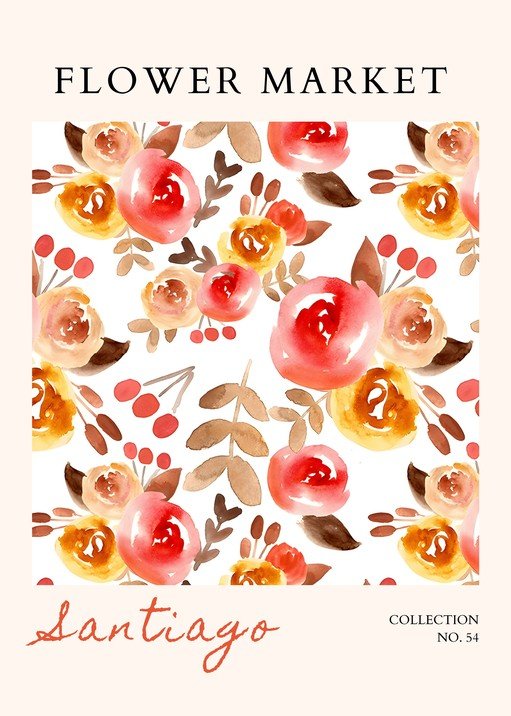 Watercolor Floral Market Design with "Santiago"