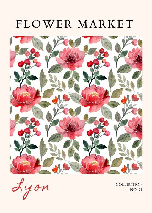 Watercolor Floral Pattern "Flower Market Lyon"