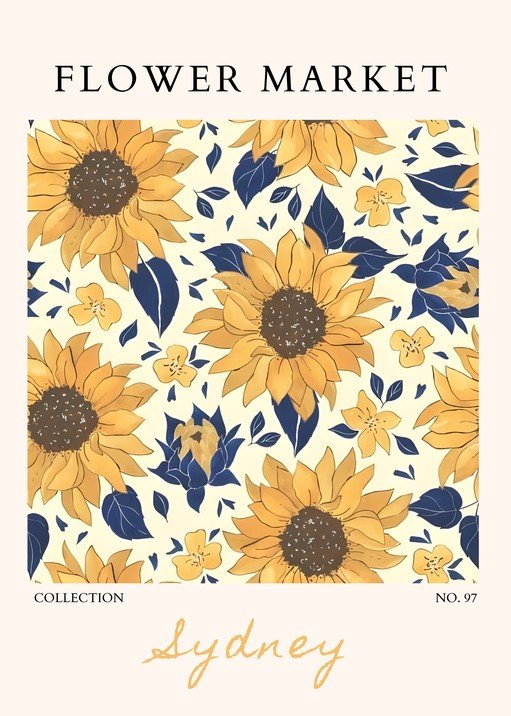 Sunflower and Floral Market Poster