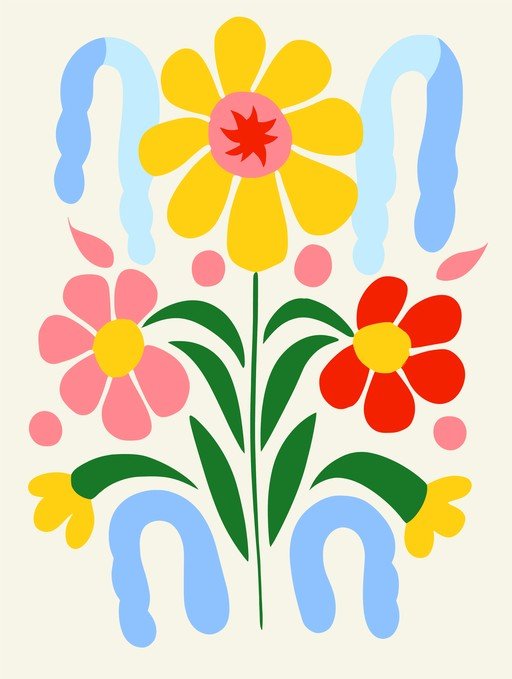 Abstract Floral Illustration with Bold Colors