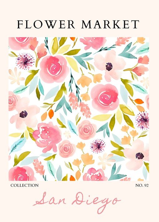 Watercolor Floral Market Collection Poster