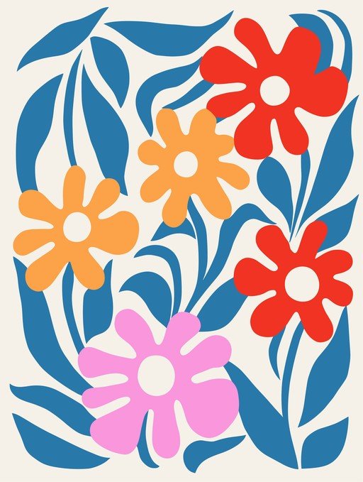 Abstract Floral Art with Bold Colors