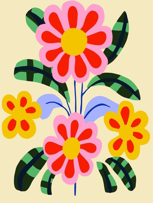 Vibrant Retro Floral Illustration