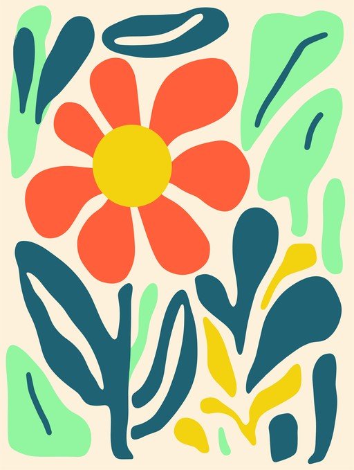 Abstract Floral Art with Bold Colors