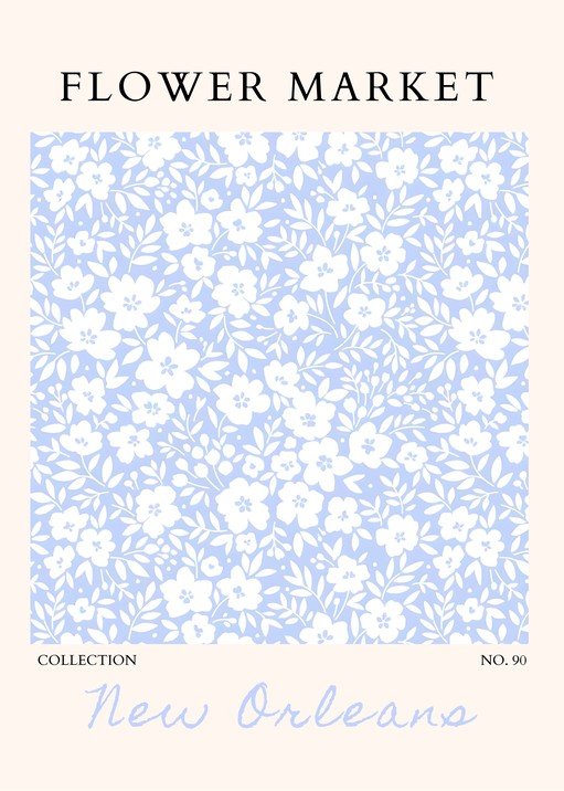 Floral Pattern Poster with "Flower Market" Text