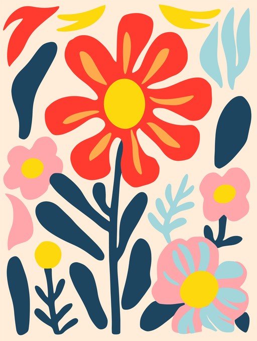 Abstract Floral Art with Bold Colors