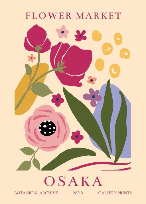 Osaka Flower Market Botanical Archive Gallery Print