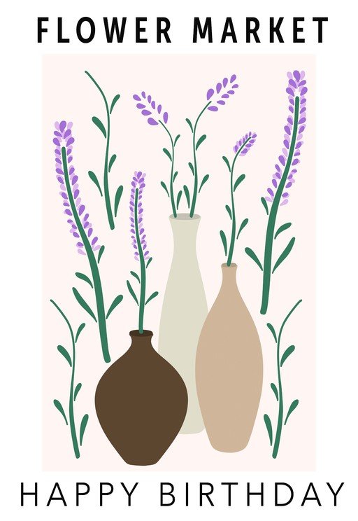 Flower Market Happy Birthday Card