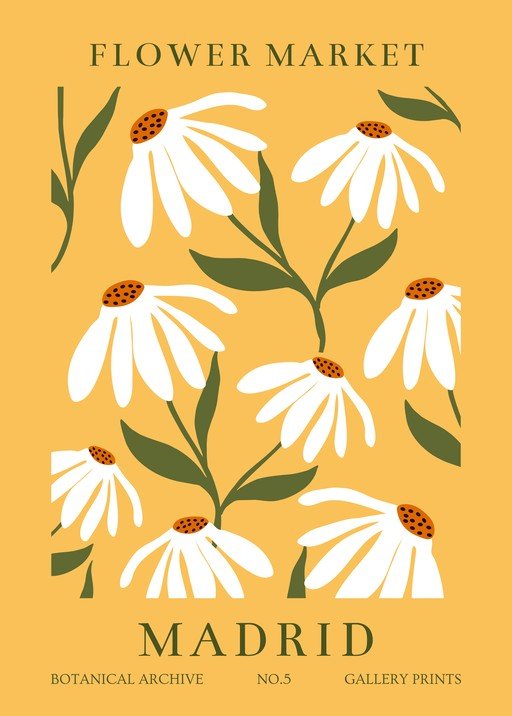 Madrid Flower Market Botanical Archive Print